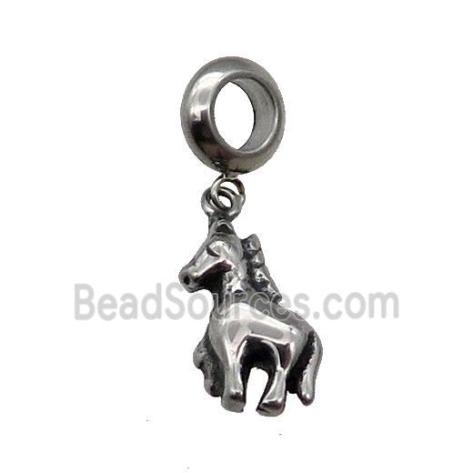 Stainless Steel Zodiac Horse Pendant Antique Silver