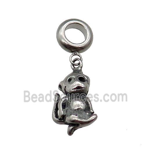 Stainless Steel Zodiac Monkey Pendant Antique Silver