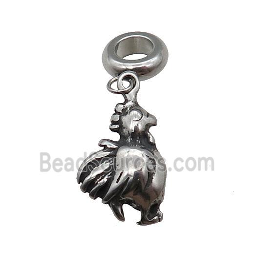 Stainless Steel Zodiac Cock Pendant Antique Silver