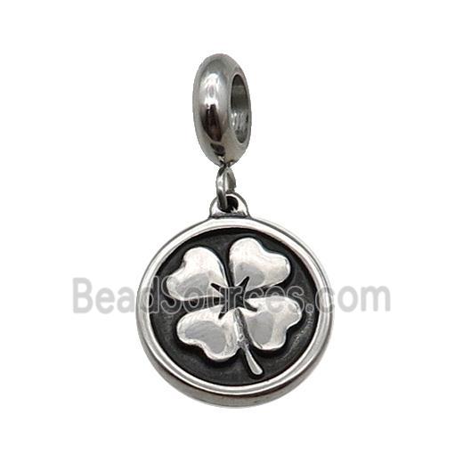 Stainless Steel Clover Pendant Antique Silver