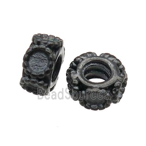 Stainless Steel Rondelle Spacer Beads With Pad Large Hole Black Plated