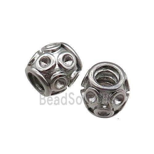 Raw Stainless Steel Barrel Spacer Beads Large Hole