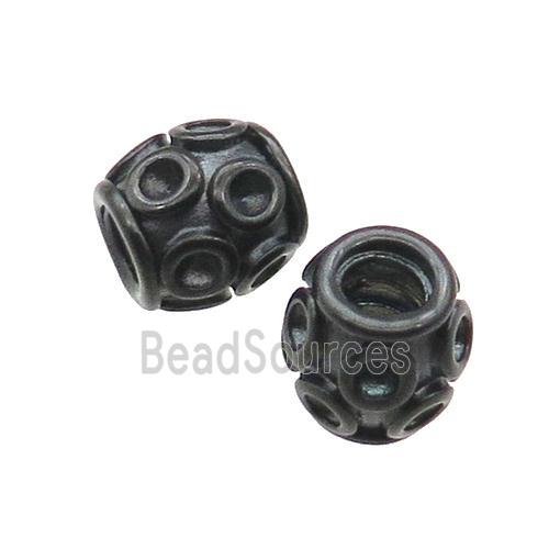 Stainless Steel Barrel Beads Large Hole Black Plated