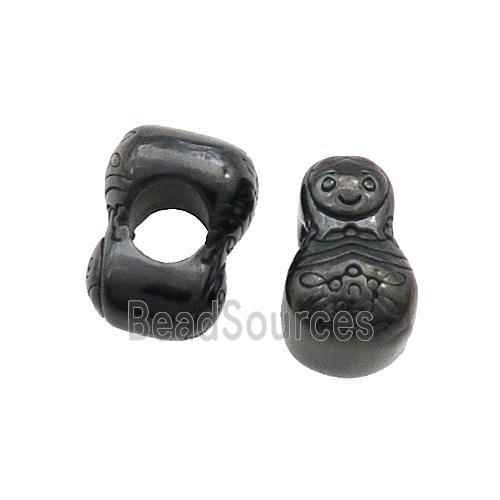 Stainless Steel NestingDoll Beads Large Hole Black Plated