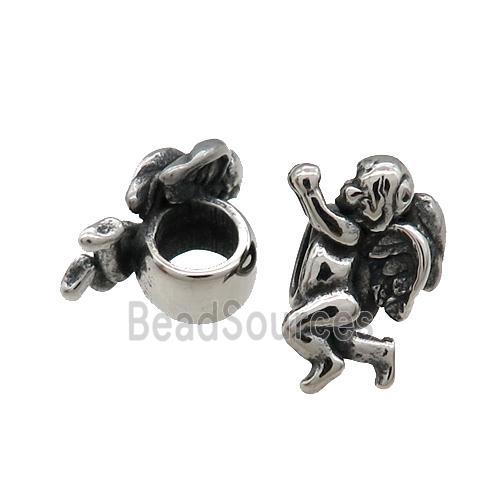 Stainless Steel Angel Charm Beads Antique Silver