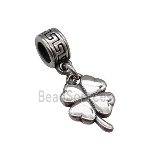 Stainless Steel Clover Pendant Antique Silver