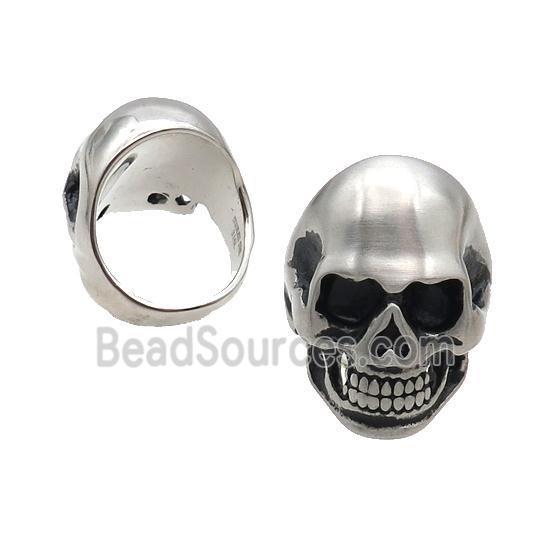 Stainless Steel Skull Ring Antique Silver