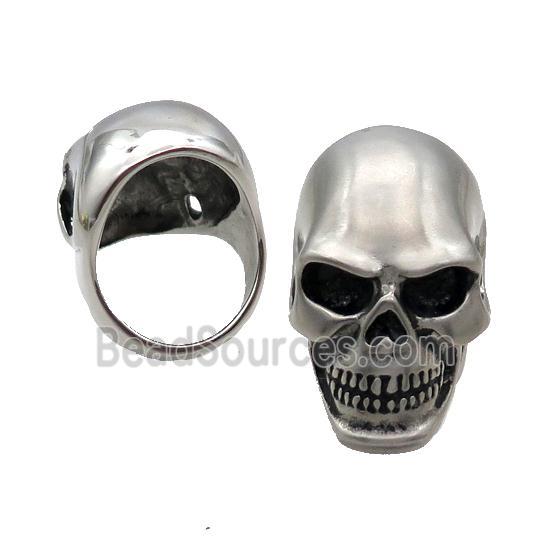 Stainless Steel Skull Ring Antique Silver