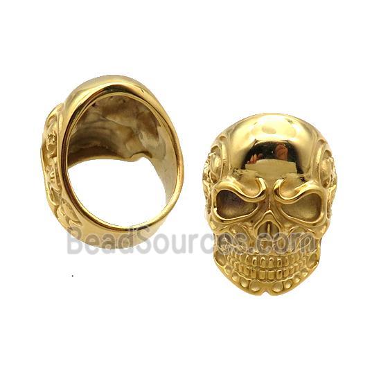 Stainless Steel Skull Ring Gold Plated