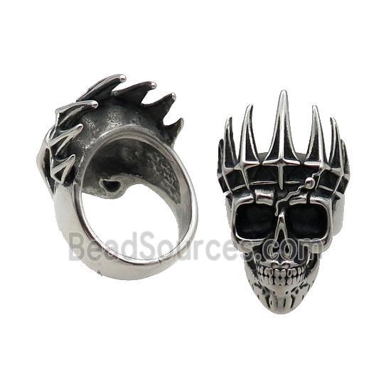 Stainless Steel Skull Ring Antique Silver