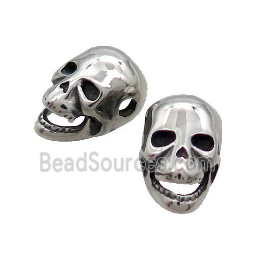 Stainless Steel Skull Beads Antique Silver