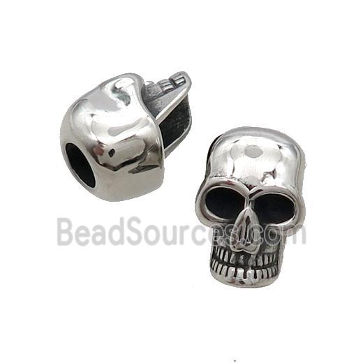 Stainless Steel Skull Beads Large Hole Antique Silver