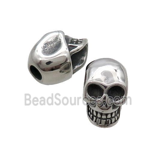 Stainless Steel Skull Beads Large Hole Antique Silver