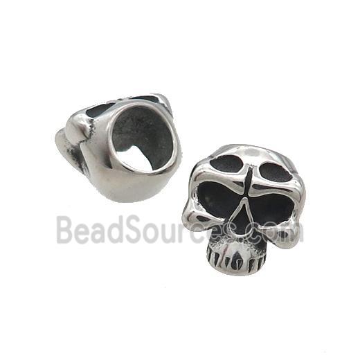 Stainless Steel Skull Beads Large Hole Antique Silver