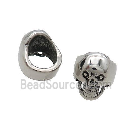 Stainless Steel Skull Beads Large Hole Antique Silver