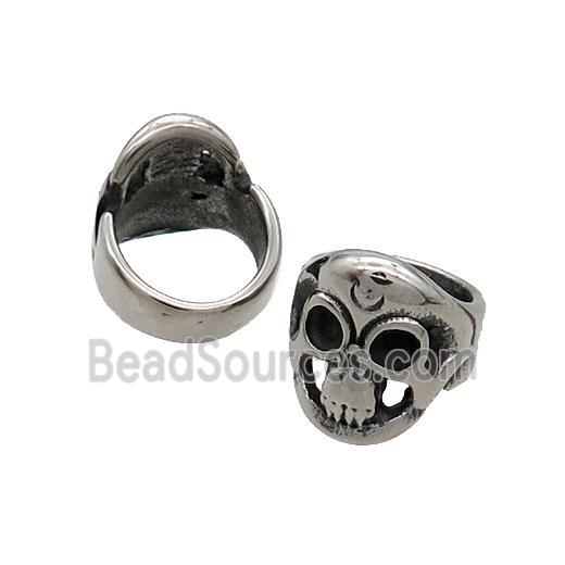 Stainless Steel Skull Beads Large Hole Antique Silver