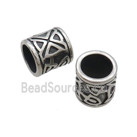 Stainless Steel Tube Beads Large Hole Antique Silver