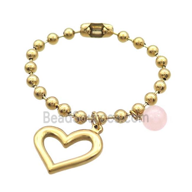 Stainless Steel Bracelet Heart Gold Plated