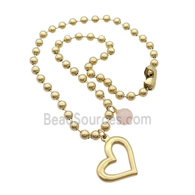 Stainless Steel Necklace Heart Gold Plated