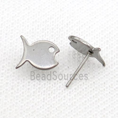 Raw Stainless Steel Stud Earring Fish