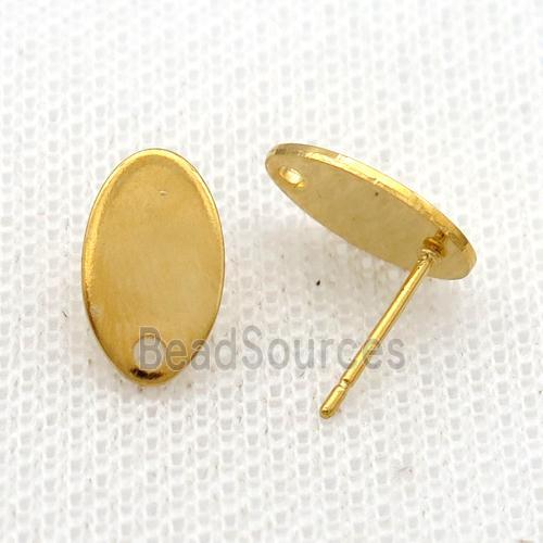 Stainless Steel Stud Earring Oval Gold Plated