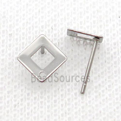 Raw Stainless Steel Stud Earring Square