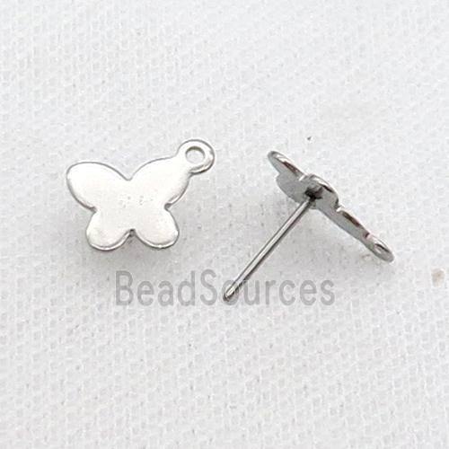 Raw Stainless Steel Stud Earring Butterfly