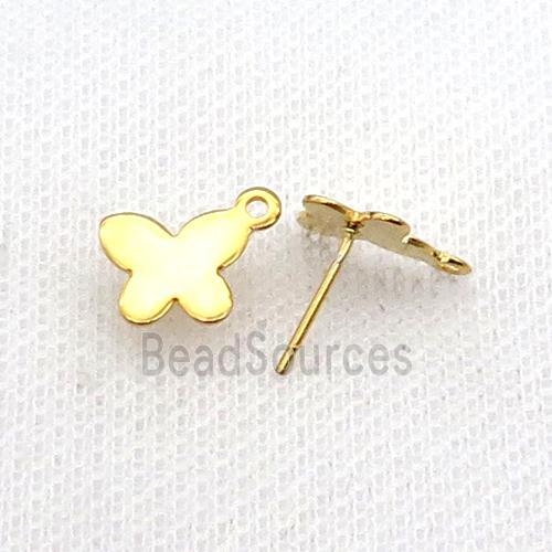 Stainless Steel Stud Earring Butterfly Gold Plated