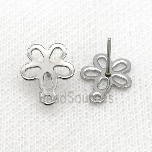 Raw Stainless Steel Stud Earring Flower