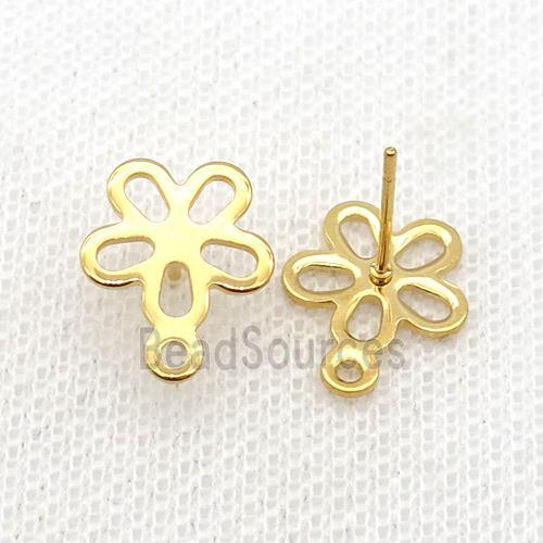 Stainless Steel Stud Earring Flower Gold Plated