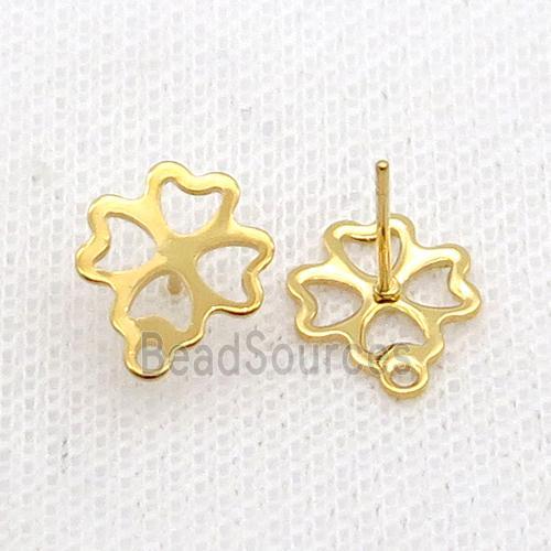 Stainless Steel Stud Earring Flower Gold Plated