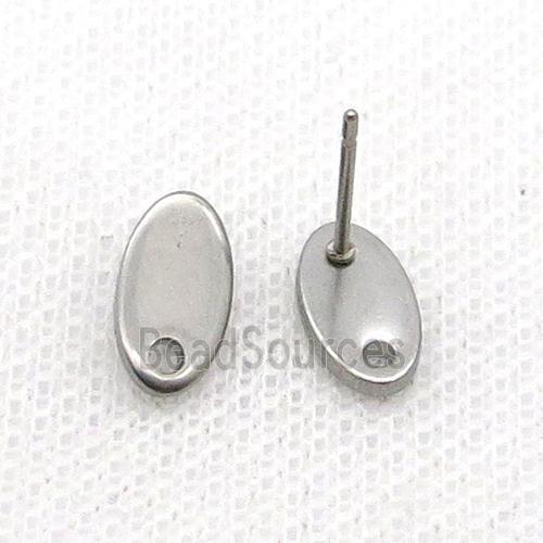 Raw Stainless Steel Stud Earring Oval