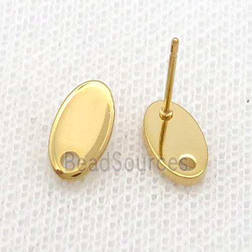 Stainless Steel Stud Earring Oval Gold Plated