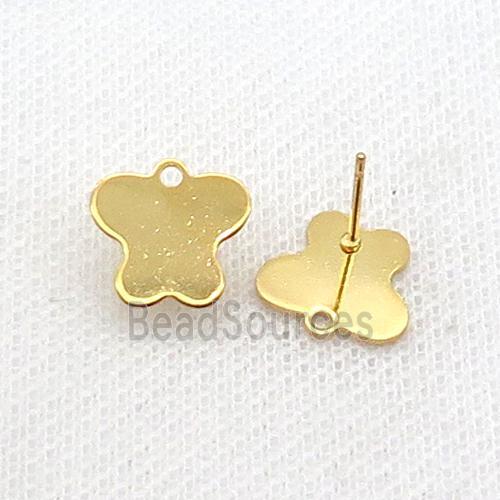 Stainless Steel Stud Earring Butterfly Gold Plated