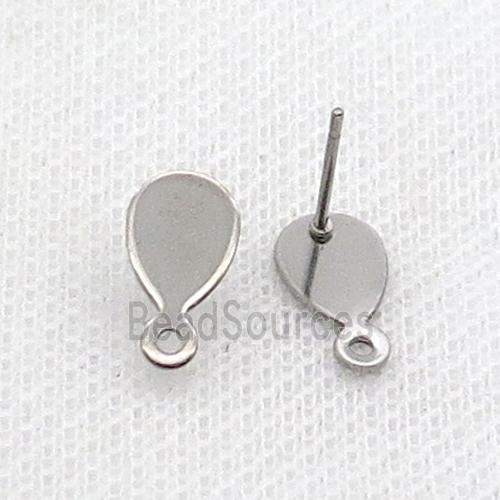 Raw Stainless Steel Stud Earring Teardrop