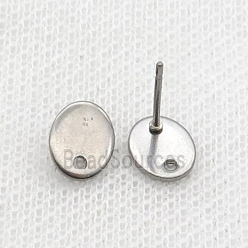 Raw Stainless Steel Stud Earring Oval