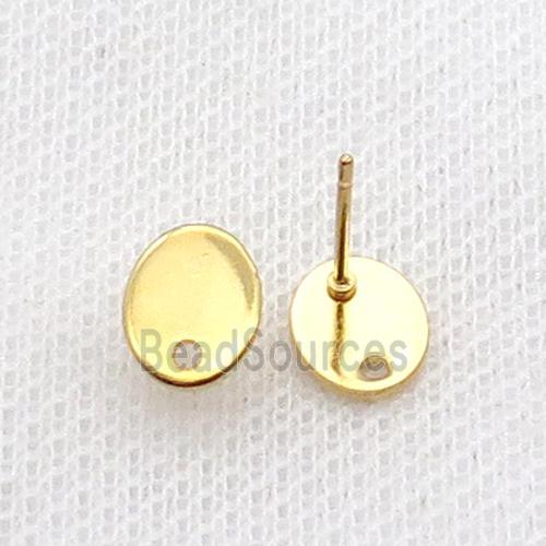 Stainless Steel Stud Earring Oval Gold Plated