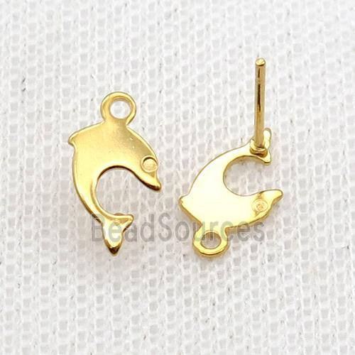 Stainless Steel Stud Earring Dolphin Gold Plated