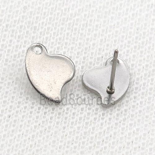 Raw Stainless Steel Stud Earring Heart