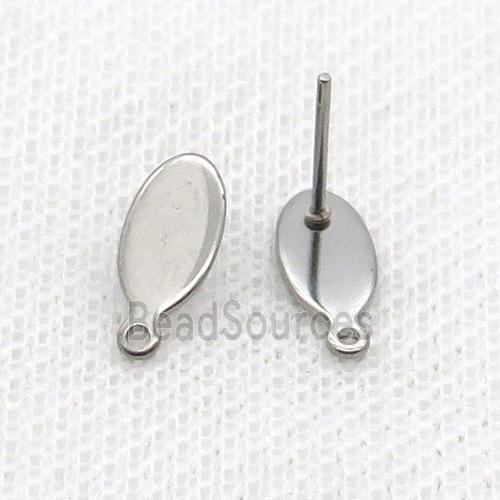 Raw Stainless Steel Stud Earring Oval