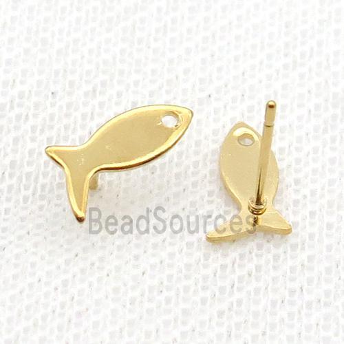 Stainless Steel Stud Earring Fish Gold Plated