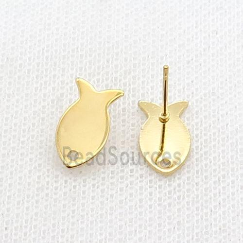 Stainless Steel Stud Earring Fish Gold Plated