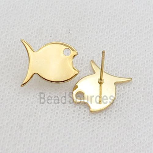 Stainless Steel Stud Earring Fish Gold Plated