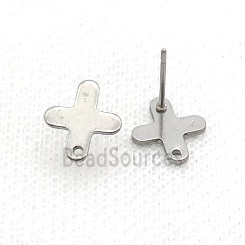 Raw Stainless Steel Stud Earring Cross