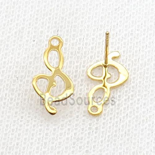 Stainless Steel Stud Earring Musical Note Symbols Gold Plated