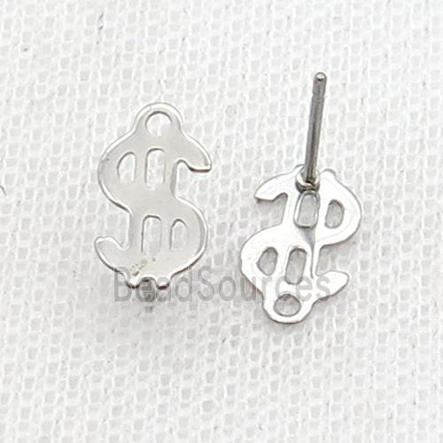 Raw Stainless Steel Stud Earring Dollar Symbols