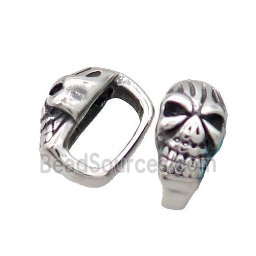 Stainless Steel Skull Beads Large Hole Antique Silver