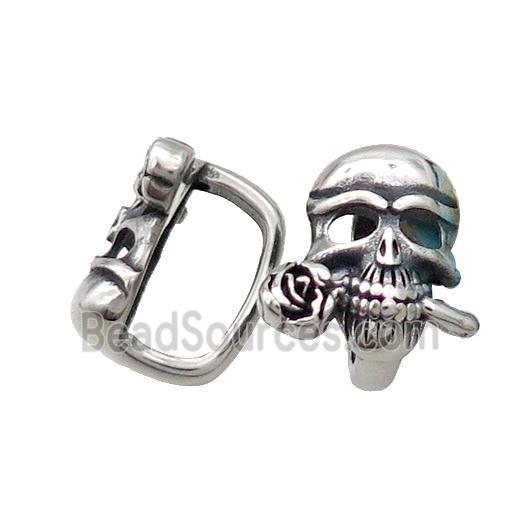 Stainless Steel Skull Beads Large Hole Antique Silver