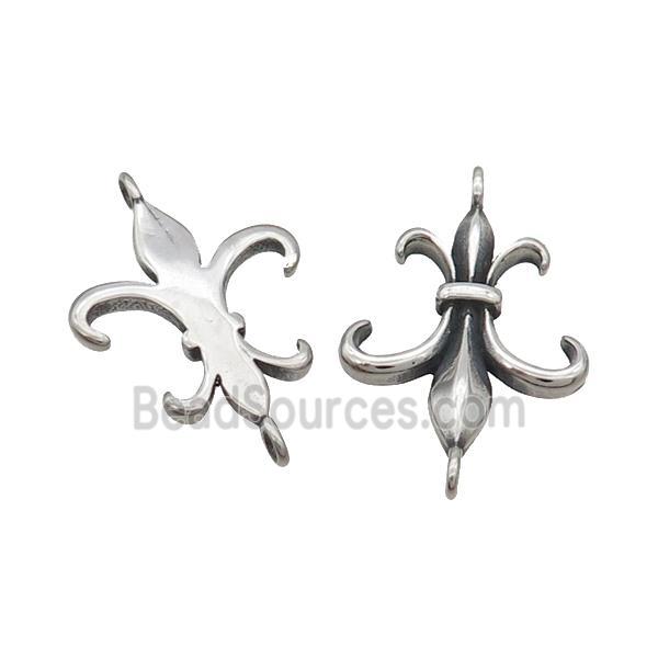 Stainless Steel Connector Fleur De Lys Antique Silver