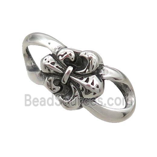 Stainless Steel Connector Fleur De Lys Antique Silver